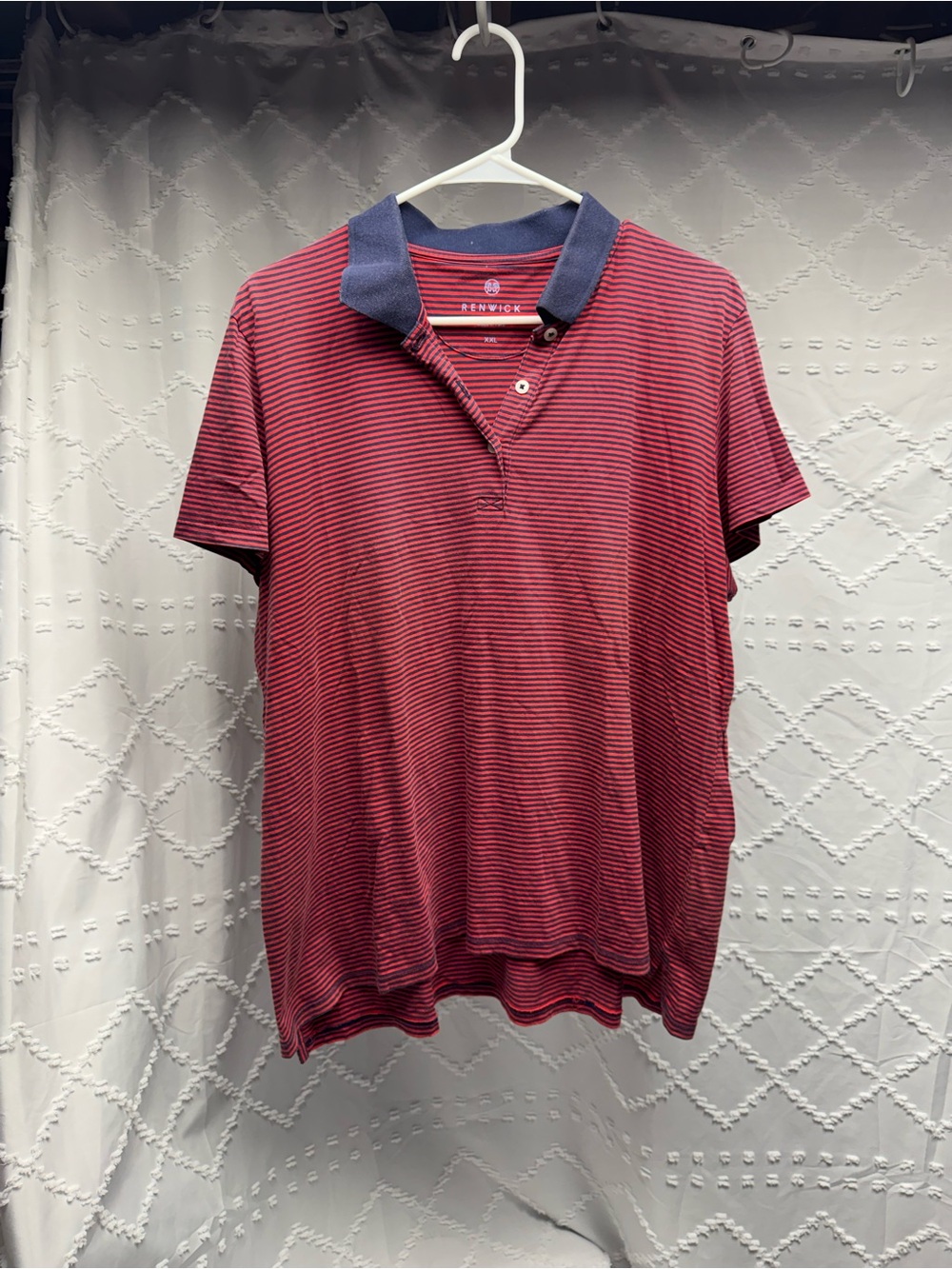 Renwick Men's Red and Navy Blue Striped Pima Cotton Polo Shirt Size XXL